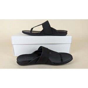 Naturalizer Genn Twirl Thong Sandals Womens 5 M Black Faux Leather Shoes NEW